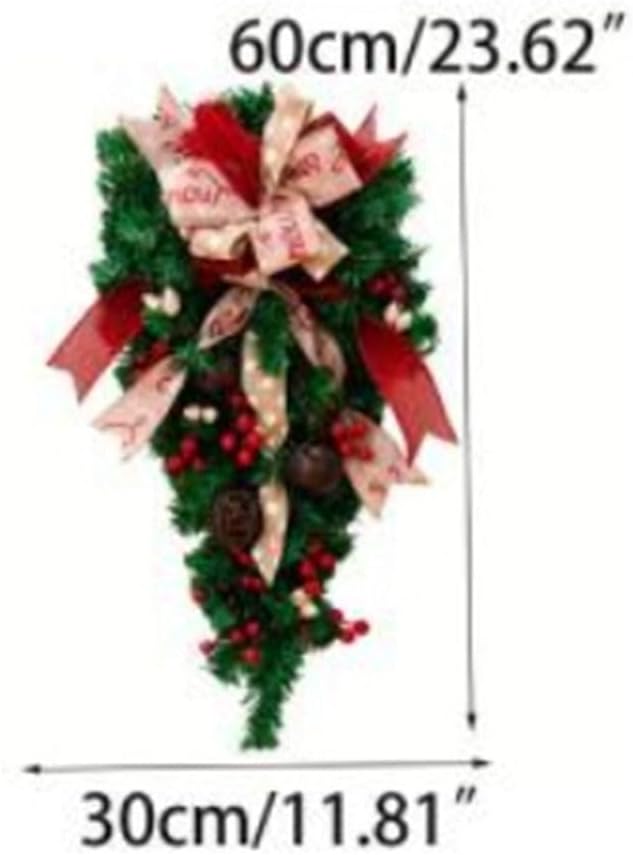 Christmas Candy Cane Wreath Xmas Teardrop Shaped