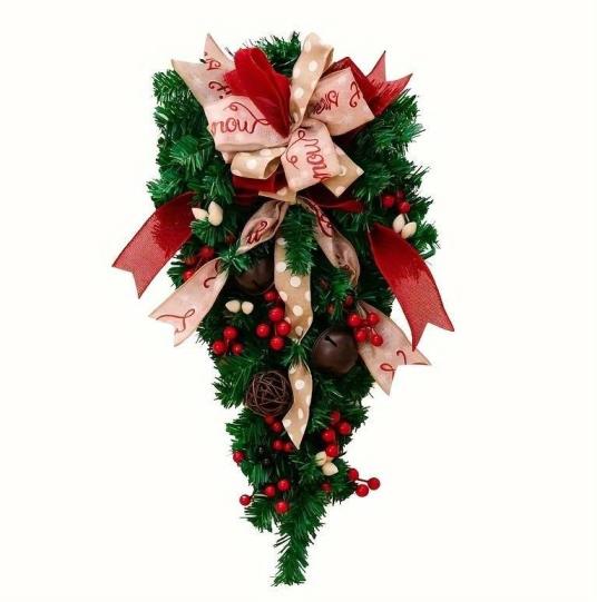 Christmas Candy Cane Wreath Xmas Teardrop Shaped