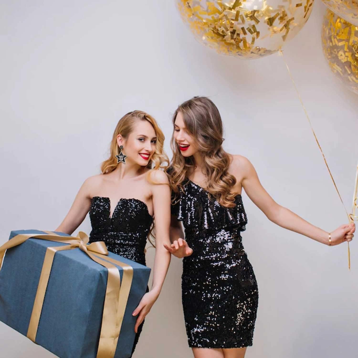 Happy New Year Earrings Festive Party Jewelry Gifts